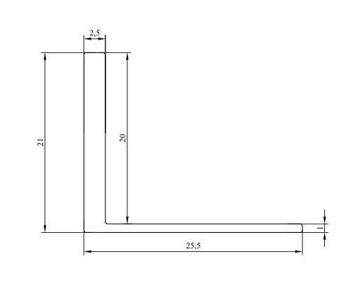 Profil de finition aluminium bords droits L 670 x H 28mm SPTD, 1201669, Cuisine
